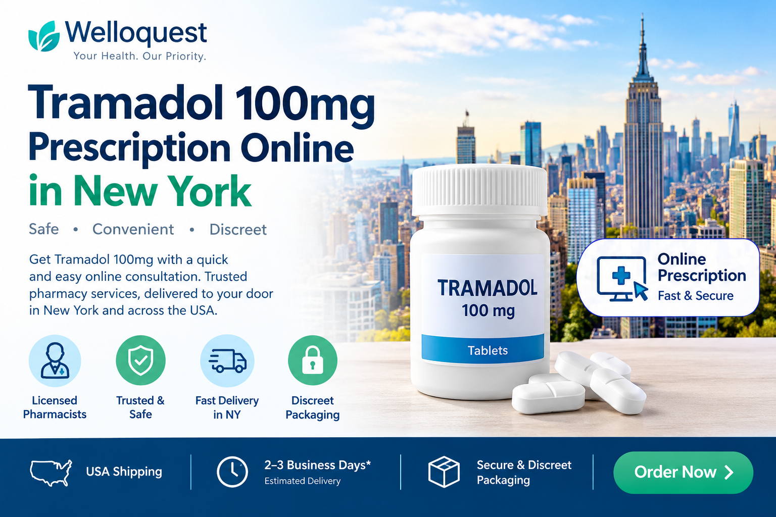 Tramadol 100mg Prescription Online in New York