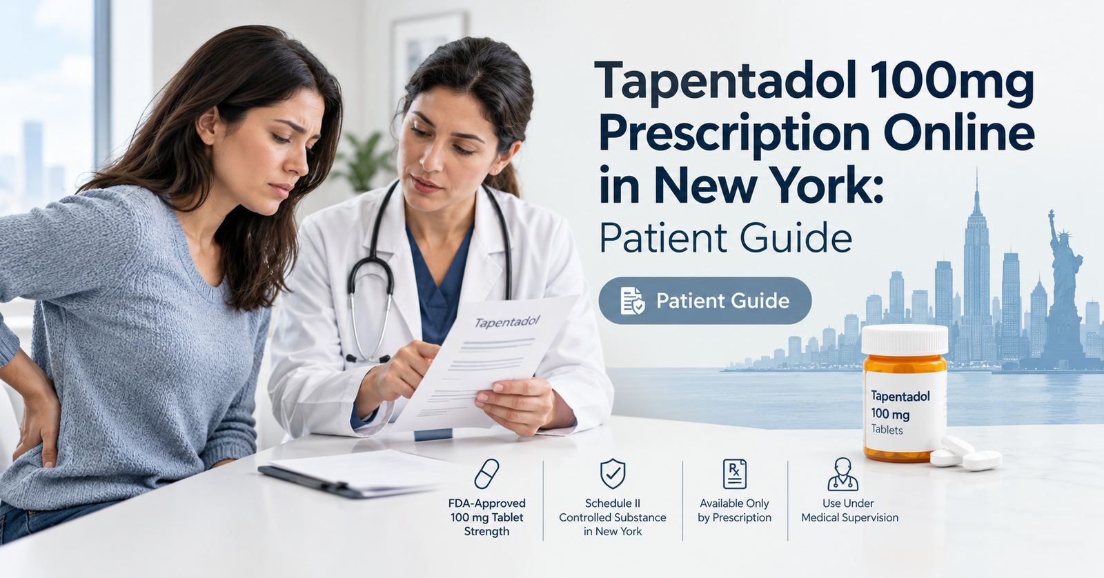 Tapentadol 100mg Prescription Online in New York: Patient Guide