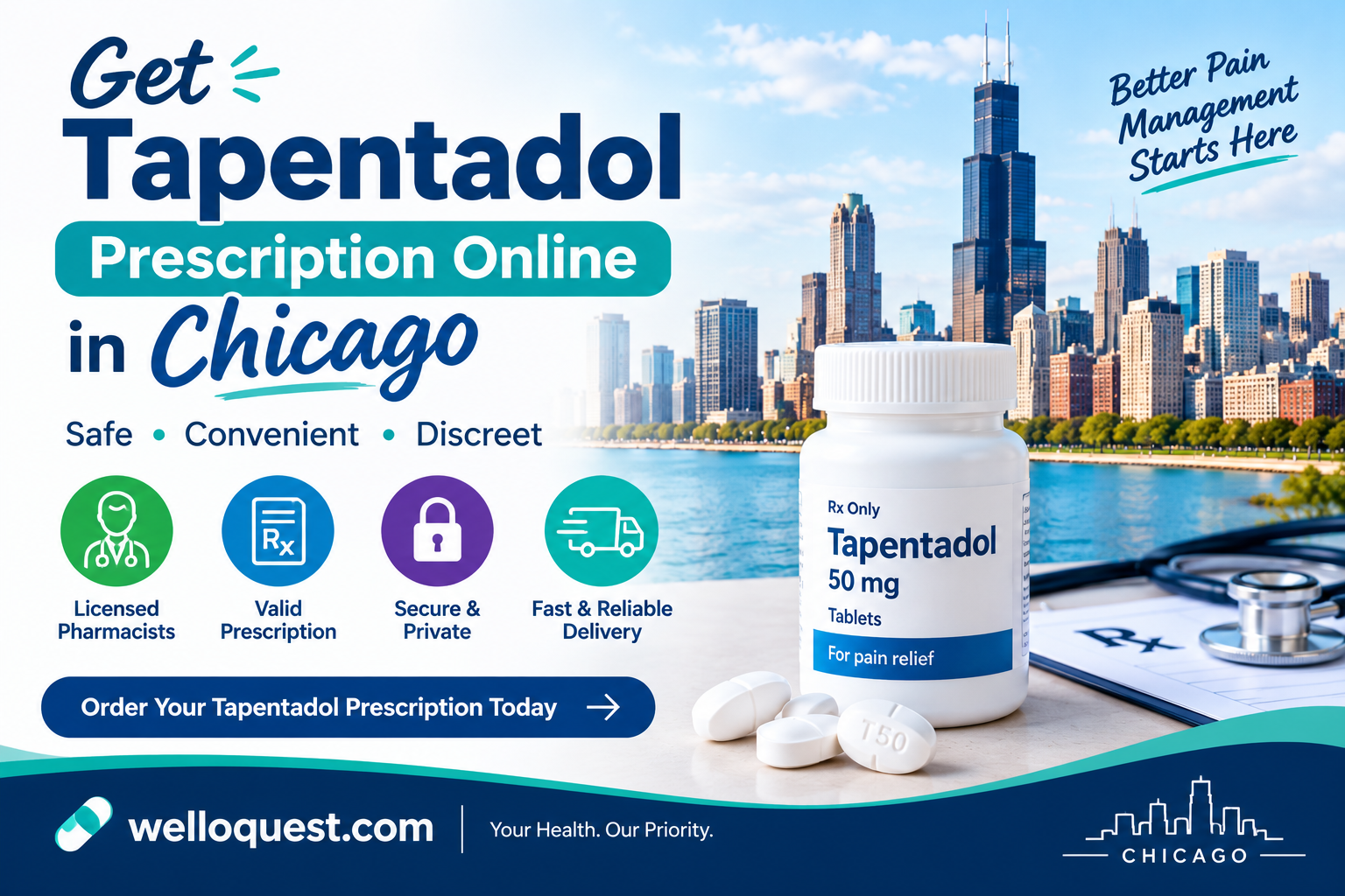 Get Tapentadol Prescription Online in Chicago